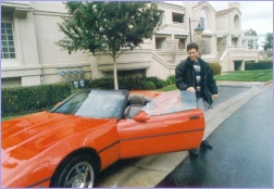 This is Patrick with the Corvette when it was bought in 1995. This was in front of the apartment building that we stayed in, in Valencia.